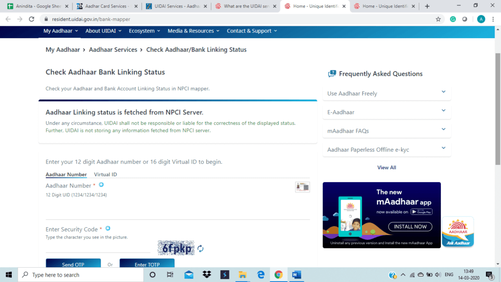 Enter your aadhaar number