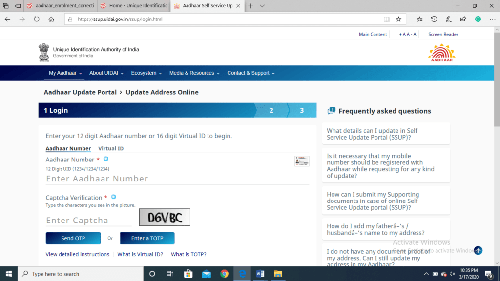 Proceed to Update Address
