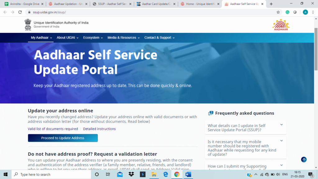 aadhaar self-service update