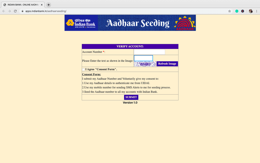 Indian Bank’s official website